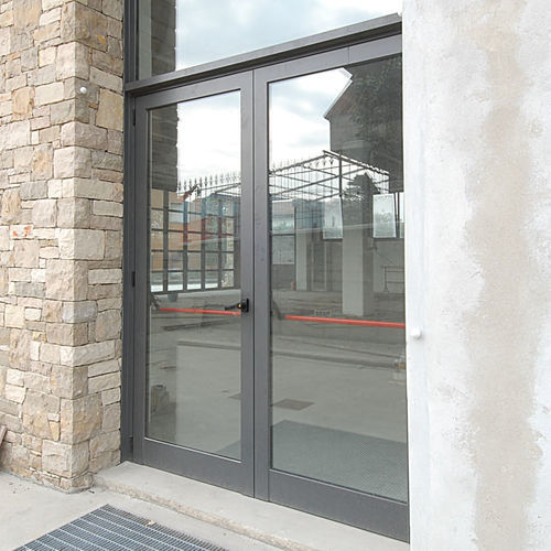 Porte industrielle battante - FLY GLASS - Moreschi Chiusure Industriali S.r.l. - en aluminium / en acier / en acier galvanisé