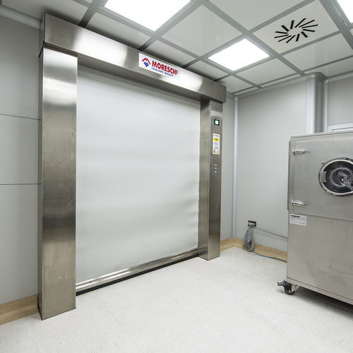 Porte industrielle pour salle blanche - CLEAN - Moreschi Chiusure Industriali S.r.l. - enroulable / en acier inoxydable / en tissu