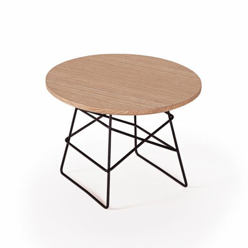 Table d'appoint contemporaine - Grids - INNOVATION LIVING - en chêne / avec piètement en acier / ronde