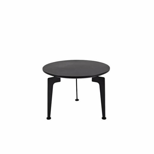 Table d'appoint contemporaine - Laser  - INNOVATION LIVING - en chêne / avec piètement en acier / ronde