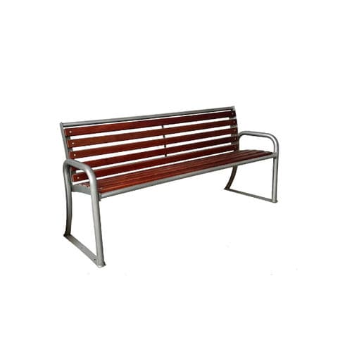 Banc public contemporain - PN046 - irollo - en acier / en placage de bois / avec dossier