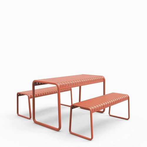 Ensemble table et bancs contemporain - Brighton - Zaneti - en aluminium / de jardin / d'extérieur