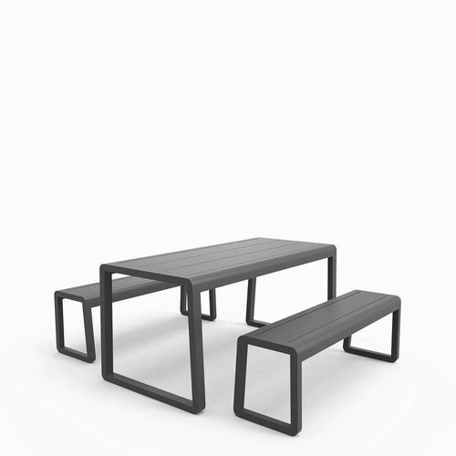 Ensemble table et bancs contemporain - Elite - Zaneti - en aluminium / de jardin / d'extérieur