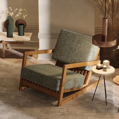 Fauteuil contemporain - KRAM - Laengsel - en tissu / en cuir / en bouleau