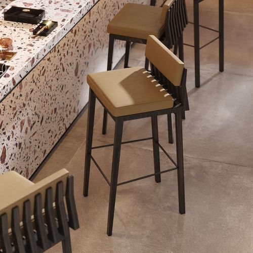 Chaise de bar contemporaine - LYKKE - Laengsel - d'intérieur / en tissu / en cuir