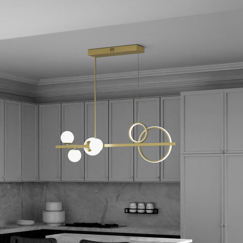 Lustre contemporain - ANNA - Ambiate Lighting - en verre dépoli / en or / 6 ampoules