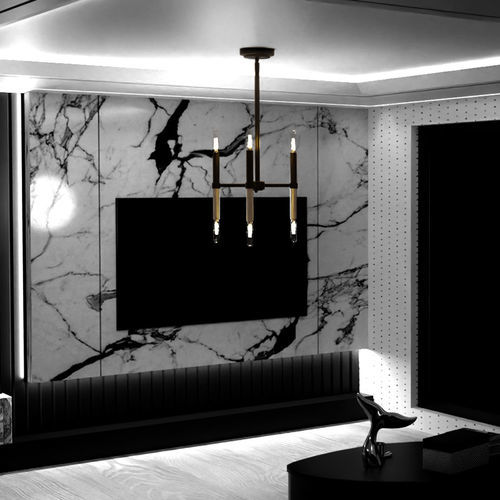 Lustre contemporain - BASTONE - Ambiate Lighting - en verre / en nickel / 6 ampoules