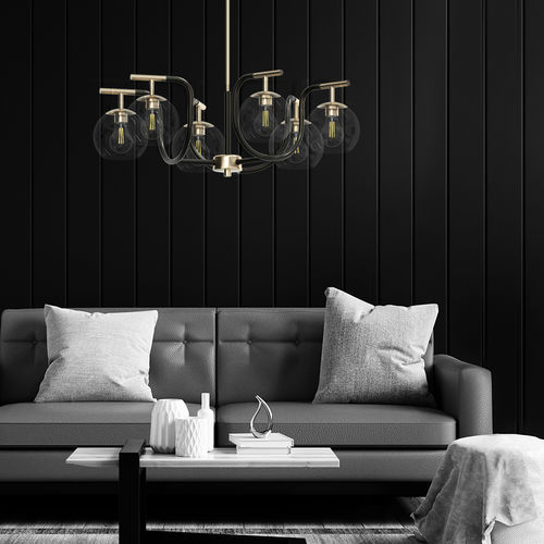 Lustre contemporain - GRIOTO - Ambiate Lighting - en verre / en laiton / 6 ampoules