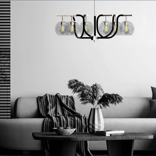 Lustre contemporain - ROTONDO - Ambiate Lighting - en verre / en nickel / 6 ampoules