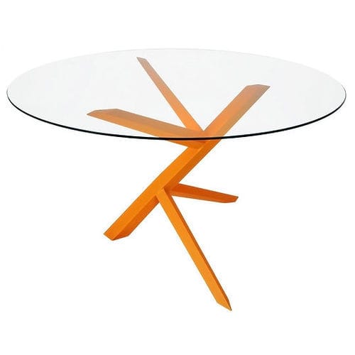 Table contemporaine - GALHO - Sergio J. Matos - en verre / avec piètement en aluminium / ronde
