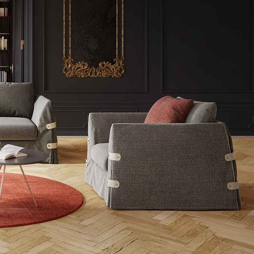 Fauteuil contemporain - Botton Up - LIU JO Living - en tissu / en bois / gris