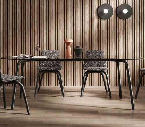 Table contemporaine - Osé - LIU JO Living - en verre trempé / en céramique / avec piètement en acier thermolaqué