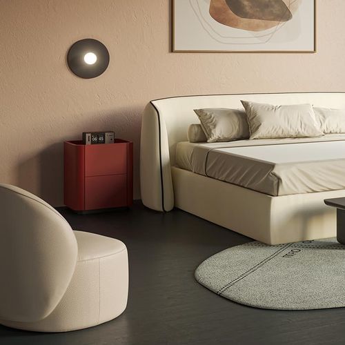 Table de chevet contemporaine - Caillou - LIU JO Living - en bois laqué / en frêne / avec piètement en bois laqué