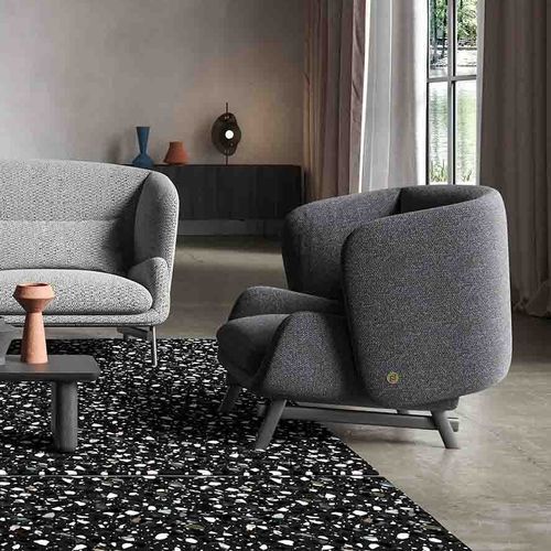Fauteuil contemporain - Coquille - LIU JO Living - en tissu / en bois / en acier