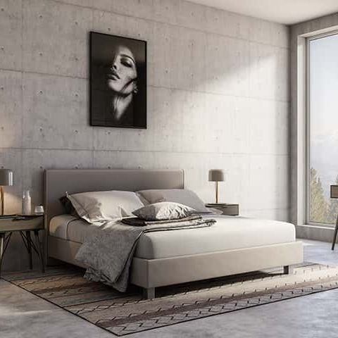 Lit double - Swissbed Silhouette - Swissflex - contemporain / personnalisable / en tissu