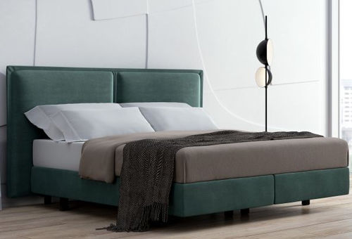 Lit double - Swissflex® Box uni 22 bridge® - Swissflex - contemporain / tapissé / avec tête de lit tapissée