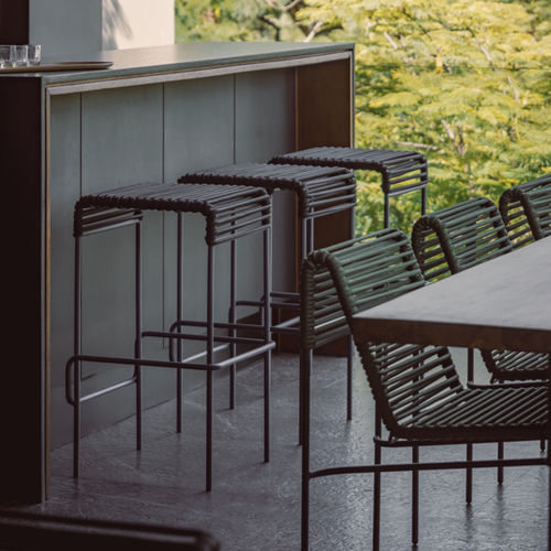 Tabouret de bar contemporain - CALIFORNIA - Mexa Design - en tissu / en corde / avec piètement en métal