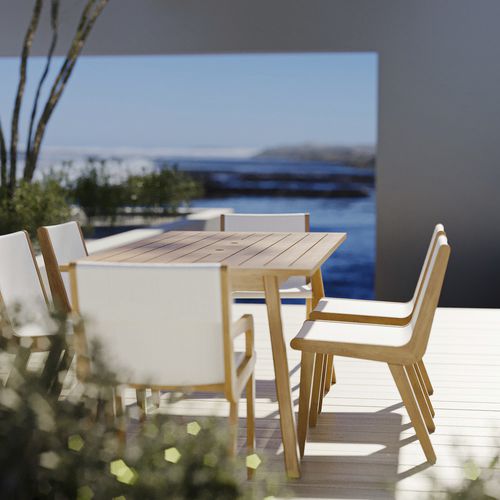 Chaise de salle à manger contemporaine - SOLIS - Model No. Furniture - d'extérieur / en résine / avec piètement en cerisier
