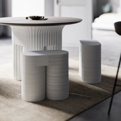 Tabouret contemporain - GATHER - Model No. Furniture - en résine / avec piètement en résine / blanc