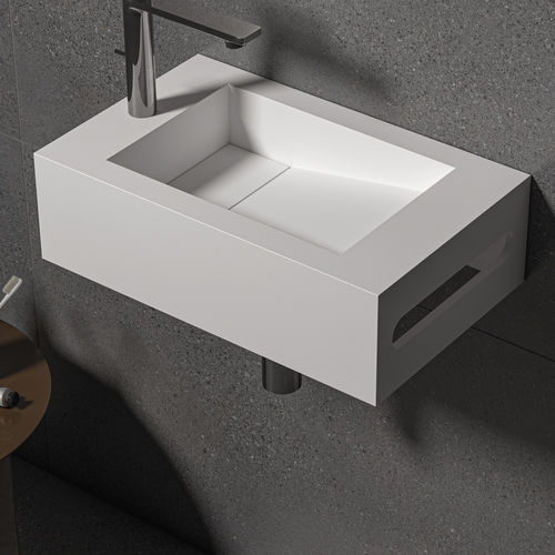 Vasque suspendue - UMBRIEL - ZENON SMART SOLID SURFACE - en Solid Surface / avec porte-serviettes intégré / antibactérienne