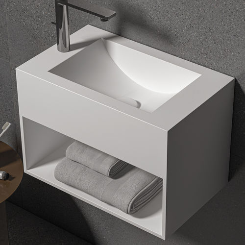 Vasque suspendue - DIONE MIDDLE - ZENON SMART SOLID SURFACE - en Solid Surface / antibactérienne / avec étagère intégrée