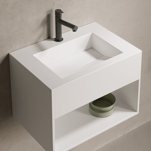 Vasque suspendue - ARIEL MIDDEL - ZENON SMART SOLID SURFACE - en Solid Surface / antibactérienne / avec étagère intégrée