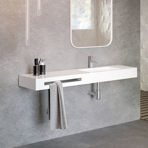 Vasque intégrée - AQUARIS SOFT - ZENON SMART SOLID SURFACE - en Solid Surface / avec plan intégré / avec porte-serviettes intégré