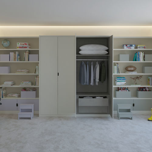 Armoire minimaliste - Muba Design - en bois laqué / à portes battantes / à tiroir