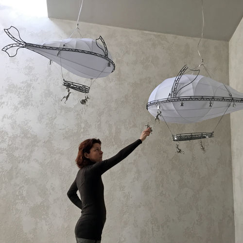 Plafonnier design original - LIGHT WHALE - ARTBUZ creative workshop - ovale / en aluminium / en acier