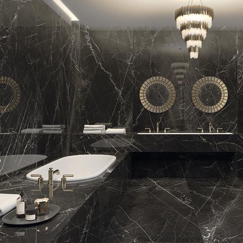 Plaque de pierre en grès cérame - NEGRO MARQUINA - Arklam - pour salle de bain / pour cuisine / de bardage