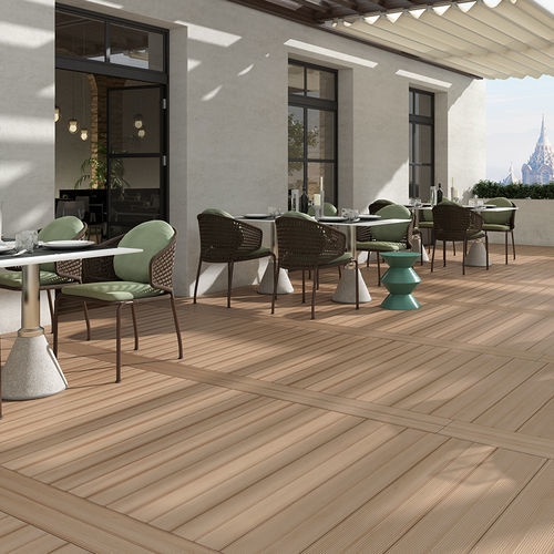 Lame de terrasse en grès cérame - TIMBER  - Cinca - grise / noire / sable