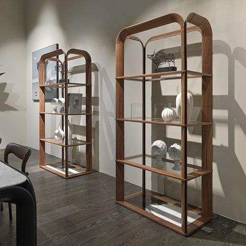 Étagère contemporaine - Ecuba - ANNIBALE COLOMBO - en noyer / en verre / en marbre