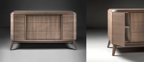 Commode contemporaine - Euridice - ANNIBALE COLOMBO - en noyer / en cuir / rectangulaire