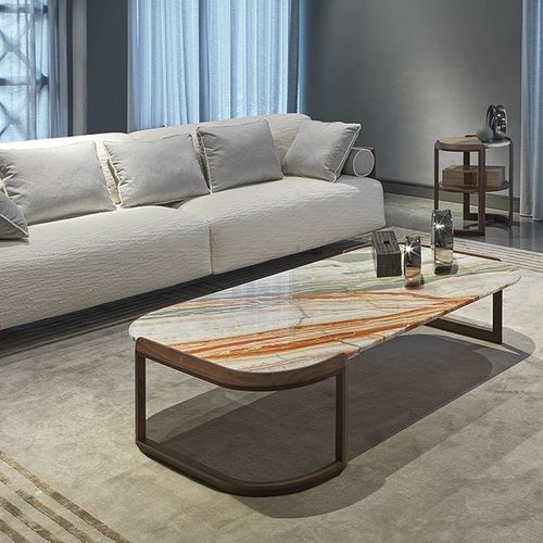 Table basse contemporaine - Bembo - ANNIBALE COLOMBO - en marbre / avec piètement en noyer / rectangulaire