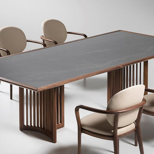 Table à manger contemporaine - ROMEO - ANNIBALE COLOMBO - en noyer / avec piètement en noyer / rectangulaire