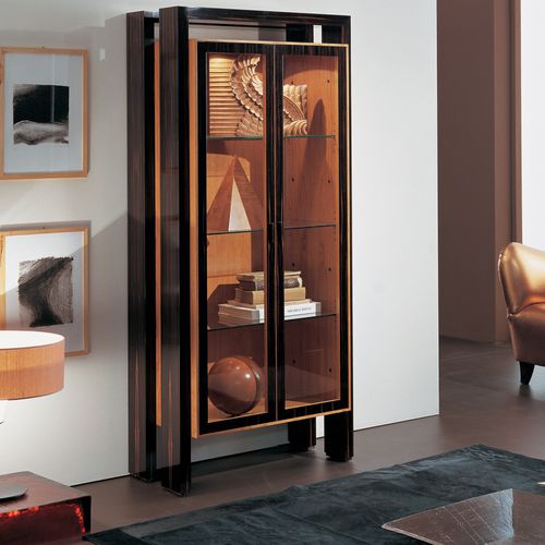 Vitrine contemporaine - E1318  - ANNIBALE COLOMBO - en cerisier / en ébène de macassar / éclairée