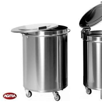 Poubelle sur pied - AGMA ARREDO INOX PROFESSIONALE SRL A SOCIO UNICO - en acier inoxydable / avec roues / avec couvercle