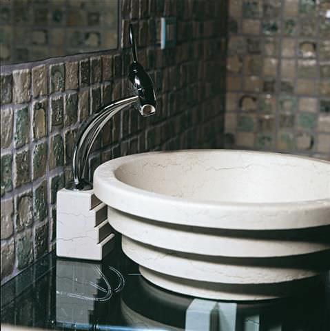 Vasque à poser - CONCA - ANTIQUAREX - en marbre / avec miroir ajustable / ronde