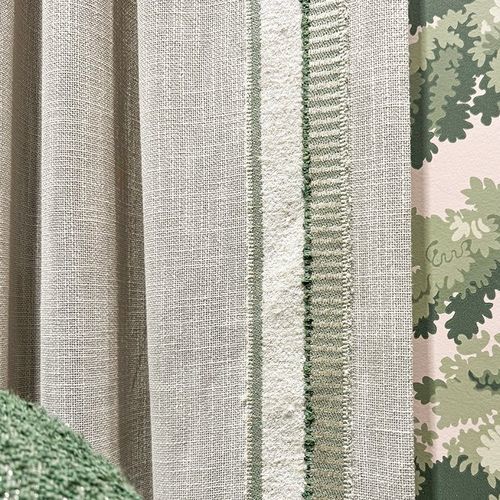 Bordure de tissu d'ameublement - BANDE - DEGRAPE - pour rideaux / à rayures / en lin