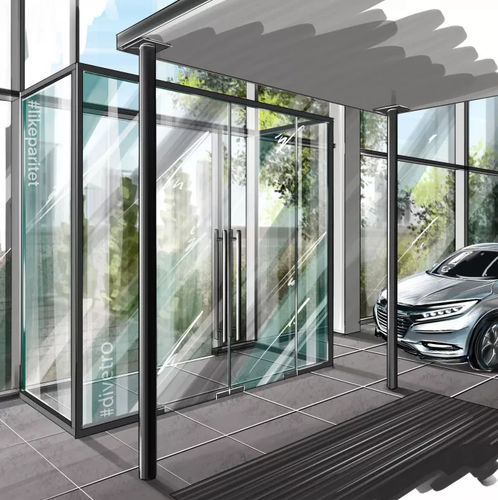 Cloison amovible - ENTRANCE UNITS - PARITET LLC - fixe / coulissante / modulaire