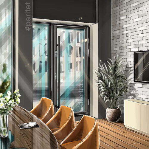 Porte d'entrée - PARITET LLC - en verre / en métal / battante