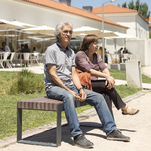 Banc public design - FRAME - Floema - en plastique recyclé / en métal / en acier COR-TEN®