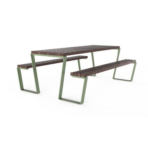 Table de pique-nique contemporaine - PLAZA - Floema - en plastique recyclé / en acier galvanisé / en acier