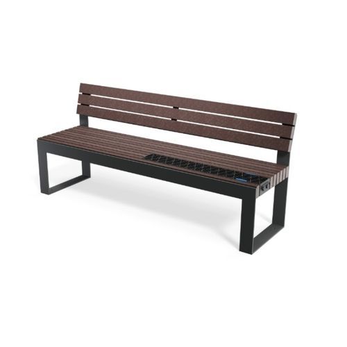 Banc public design - SIN RESPALDO - Floema - en plastique recyclé / en métal / avec dossier