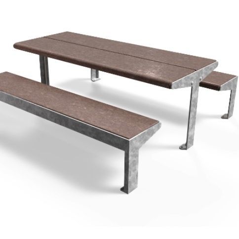 Banc public contemporain - REUSE - Floema - en plastique recyclé / en acier galvanisé / en acier
