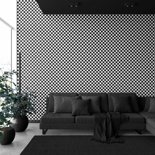 Papier peint design original - WARPED CHECKERBOARD - XAWD - à motif géométrique / à carreaux / couleur personnalisable