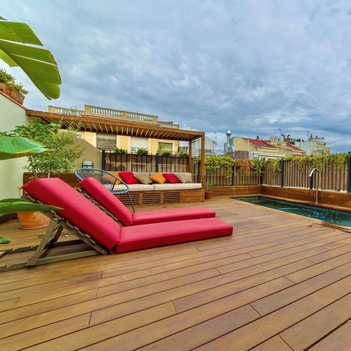Lame de terrasse en bambou - NATURAL  - Exterpark - marron / clipsable / rainurée