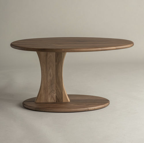 Table basse contemporaine - Ellipse Big - Pommier Furniture - en chêne / en noyer / avec piètement en chêne
