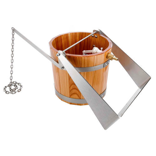 Douche en bois - 87038 - Eliga - en acier inoxydable / va-et-vient / ronde