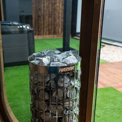 Poêle de sauna électrique - Hekla Saunas - au sol / en acier / contemporain